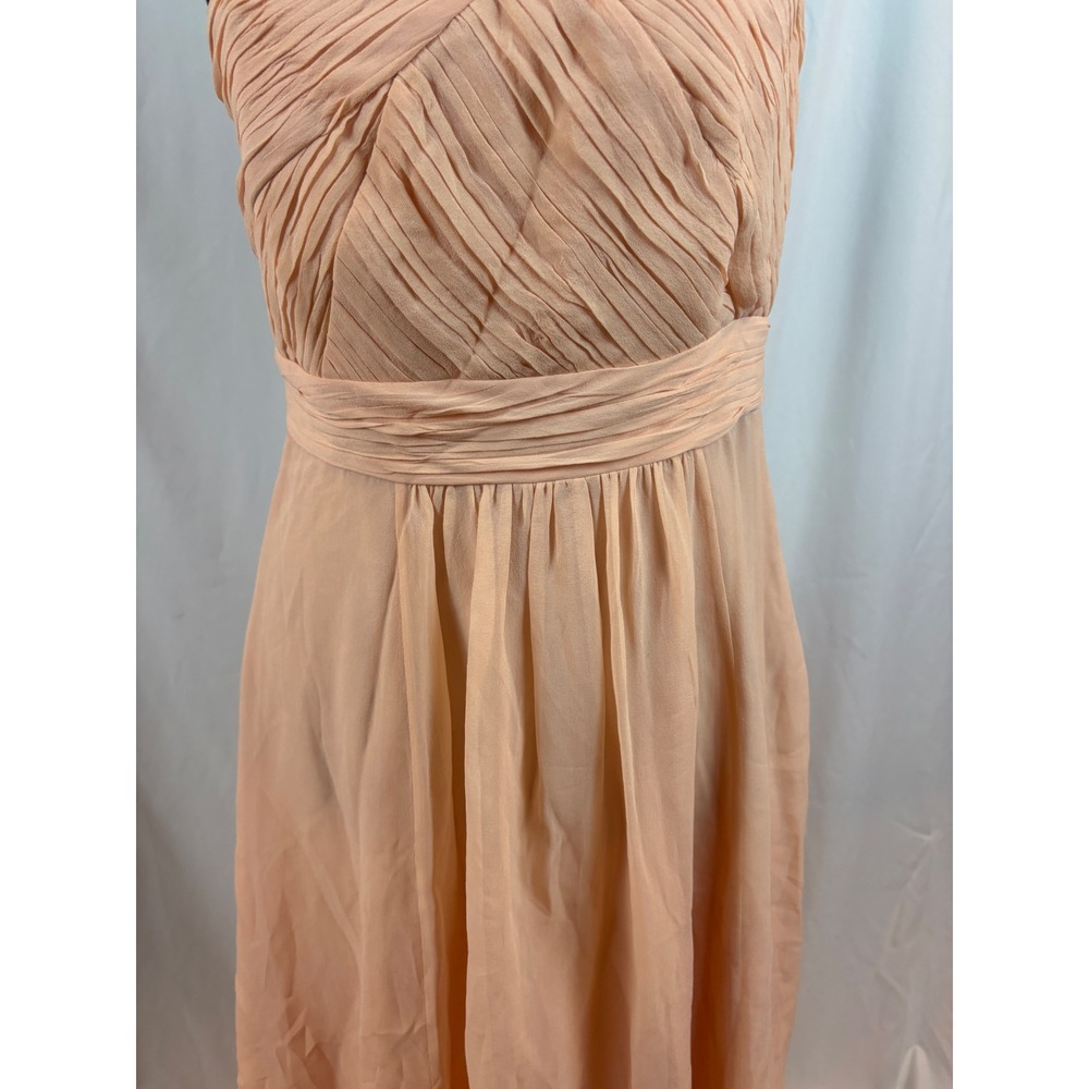 Ann Taylor Peach Silk One Shoulder Pleated Cocktail Dress Size 4 Wedding Guest - Picture 10 of 12